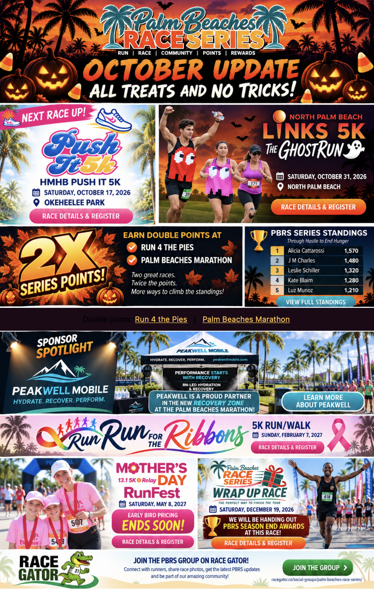 Palm Beaches Race Series October 2026 Newsletter — All Treats and No Tricks